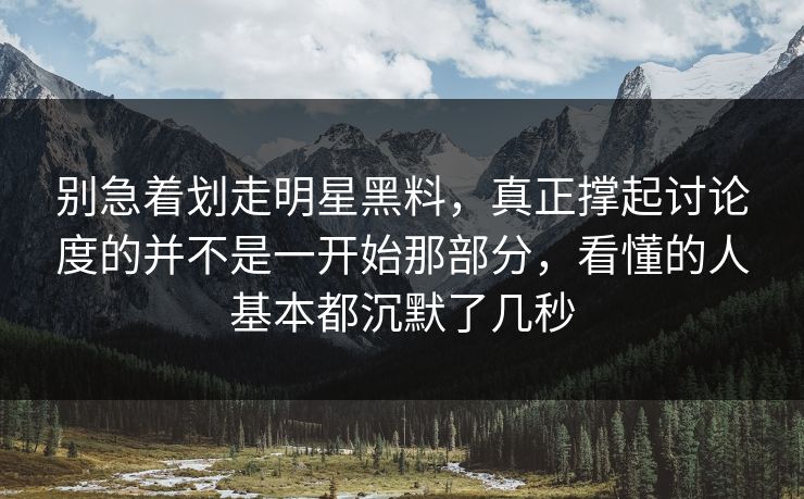 别急着划走明星黑料,真正撑起讨论度的并不是一开始那部分,看懂的人基本都沉默了几秒 第1张 别急着划走明星黑料,真正撑起讨论度的并不是一开始那部分,看懂的人基本都沉默了几秒 第1张
