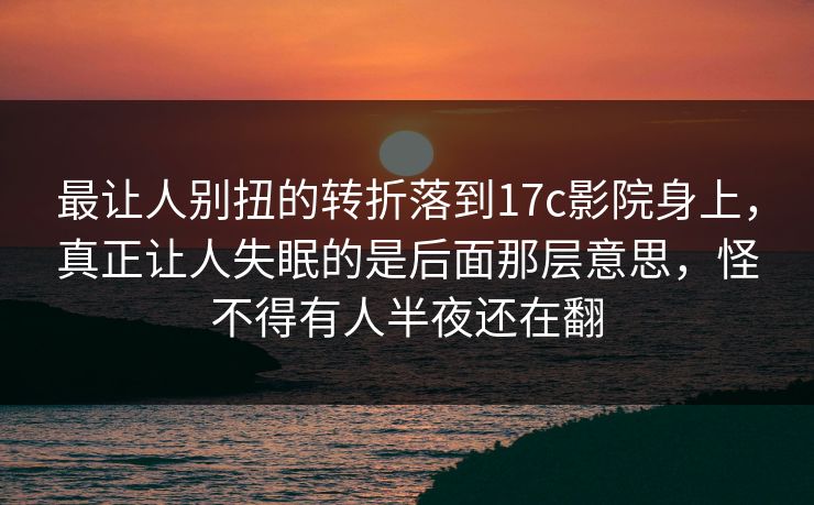 最让人别扭的转折落到17c影院身上，真正让人失眠的是后面那层意思，怪不得有人半夜还在翻