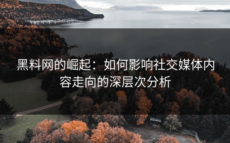 黑料网的崛起：如何影响社交媒体内容走向的深层次分析