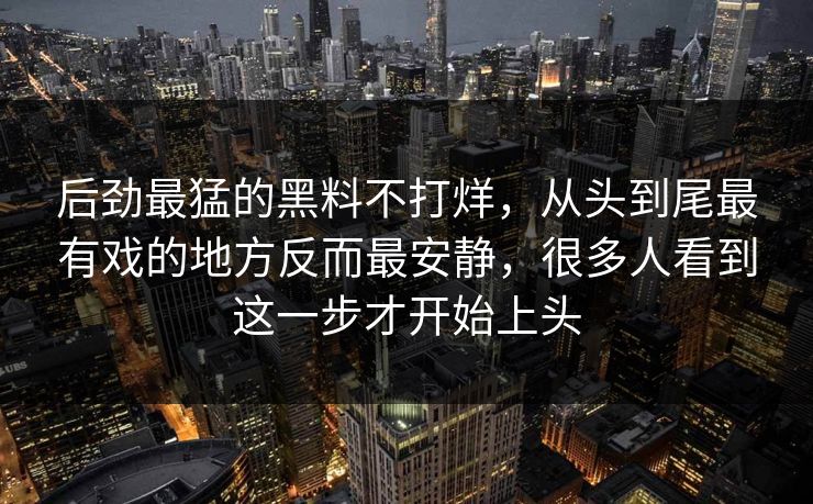 后劲最猛的黑料不打烊，从头到尾最有戏的地方反而最安静，很多人看到这一步才开始上头