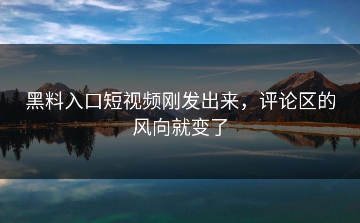 黑料入口短视频刚发出来，评论区的风向就变了  第1张