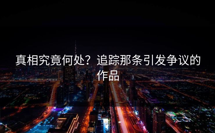 真相究竟何处？追踪那条引发争议的作品