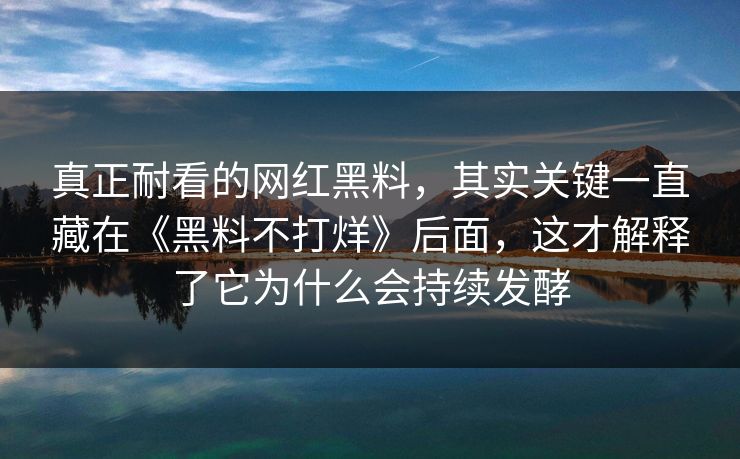 真正耐看的网红黑料，其实关键一直藏在《黑料不打烊》后面，这才解释了它为什么会持续发酵  第1张